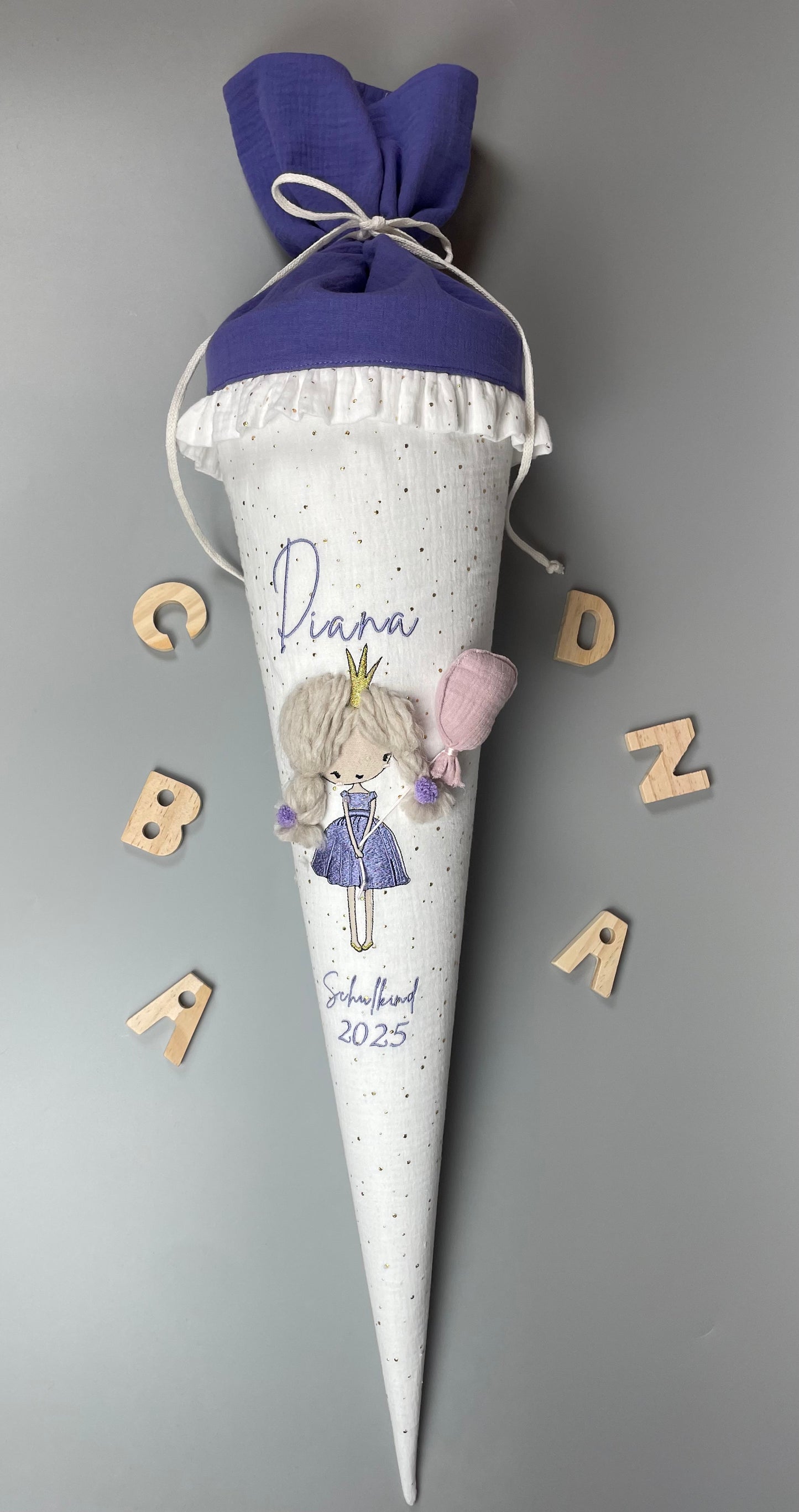 Schultüte - Prinzessin mit Luftballon (lila)