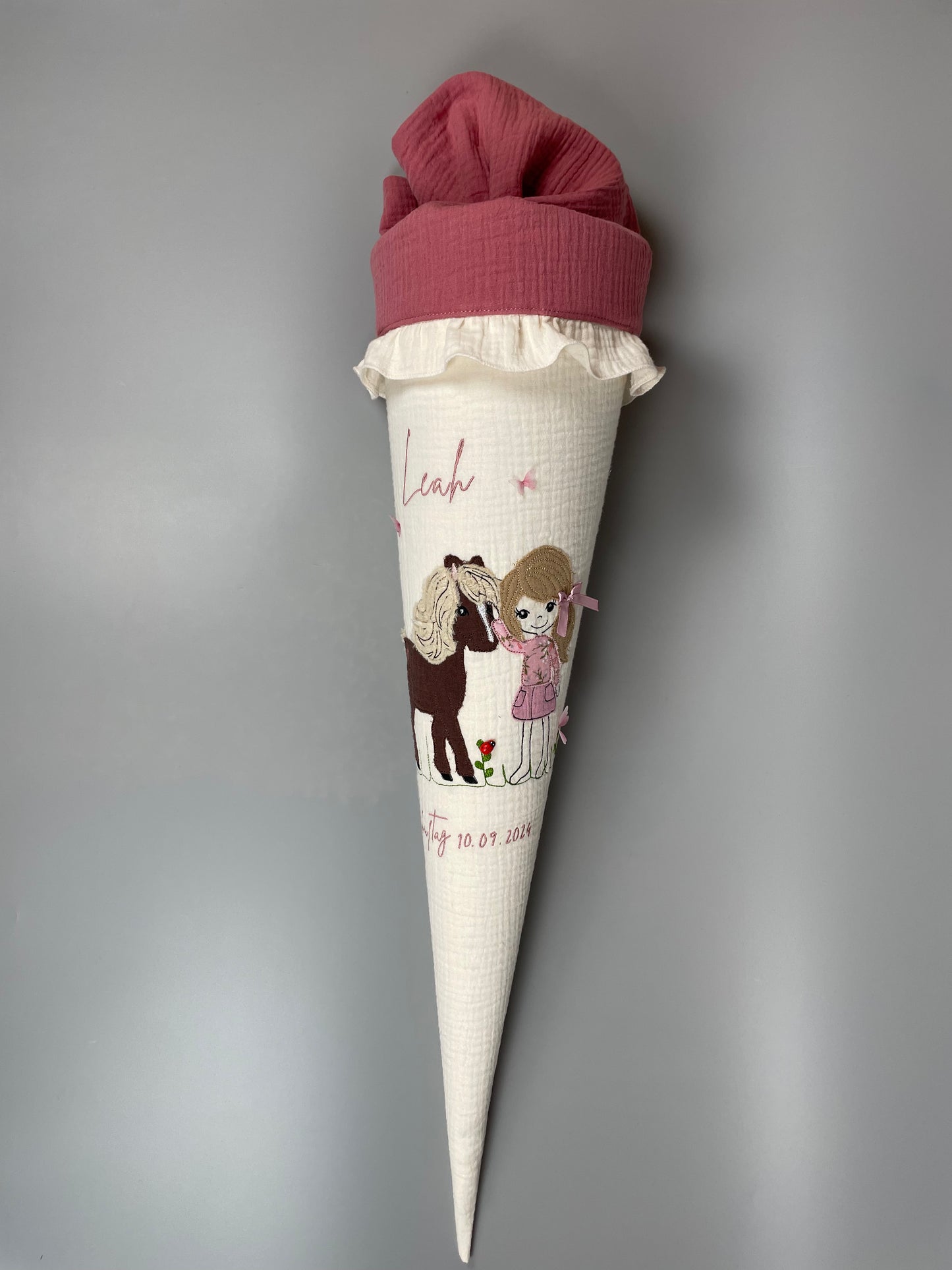 Schultüte - Mädchen mit Pferd (rosa)