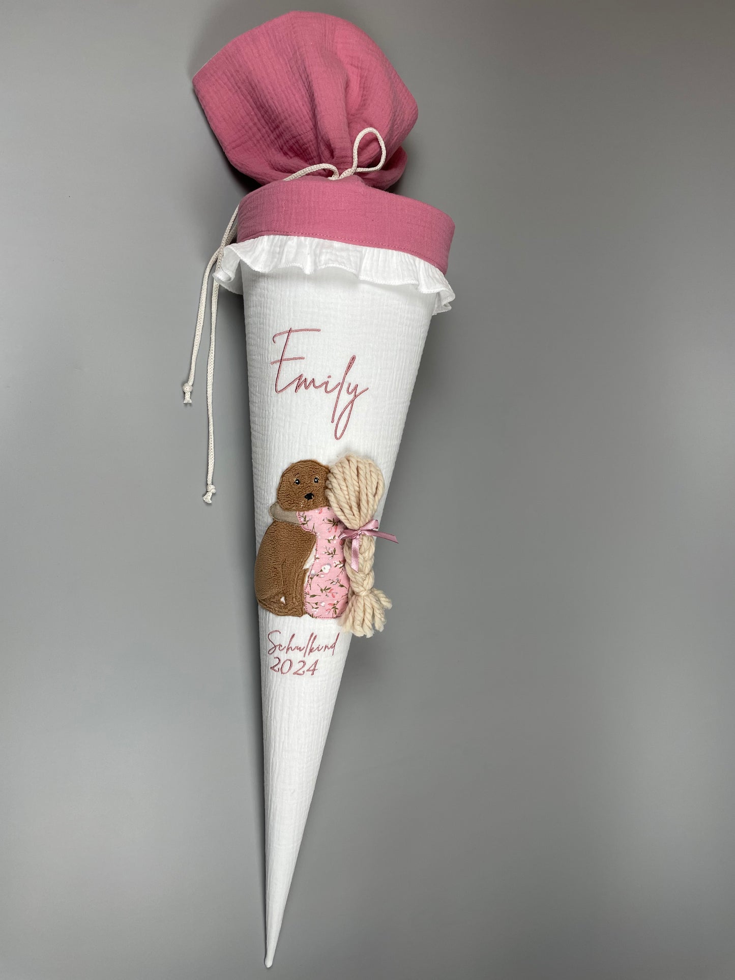 Schultüte - Mädchen mit Hund (rosa)