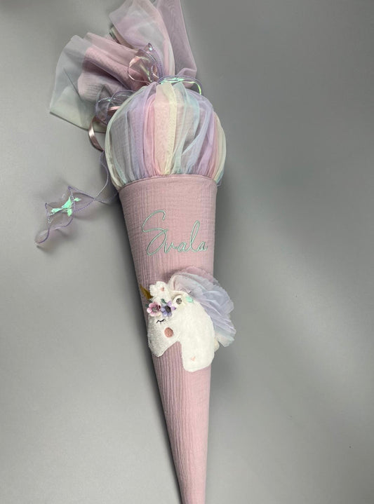 Schultüte - Einhorn Regenbogen/ rosa